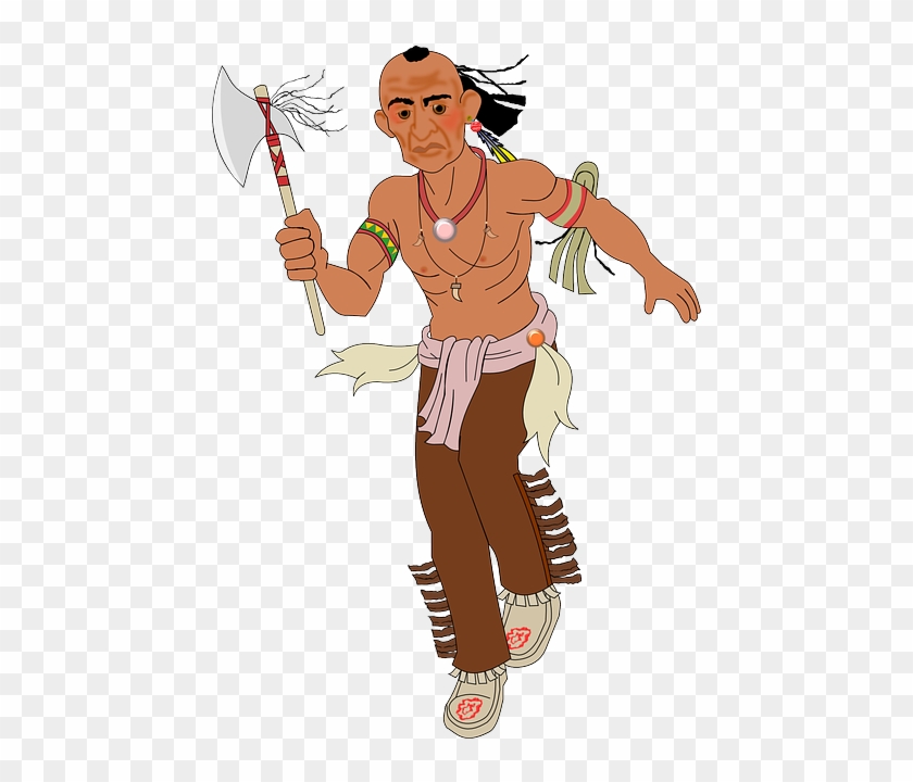 Axe, Indian, Running, Warpath, Man, Fighter - Wild West Indian Mohawk #315108