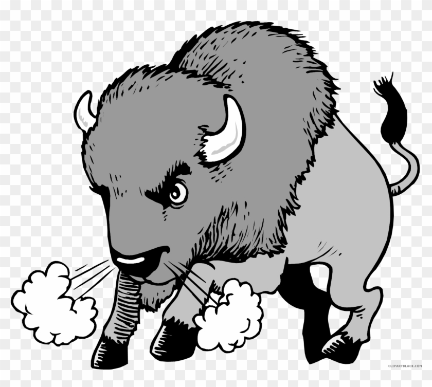 Buffalo Animal Free Black White Clipart Images Clipartblack - Bull Snorting Gif #315237