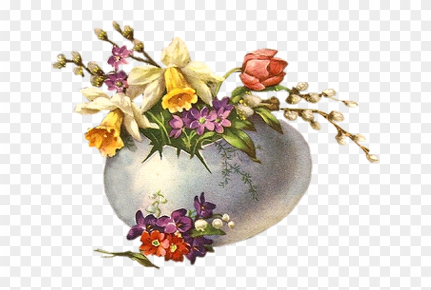 Egg And Flowers - Printable Digital Collage Sheet Cabochon Images - Printcollage #316341
