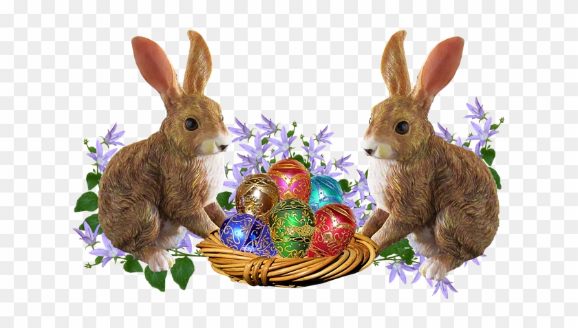 Easter, Rabbits, Eggs, Basket - Transparent Background Easter Eggs Easter Borders #316729