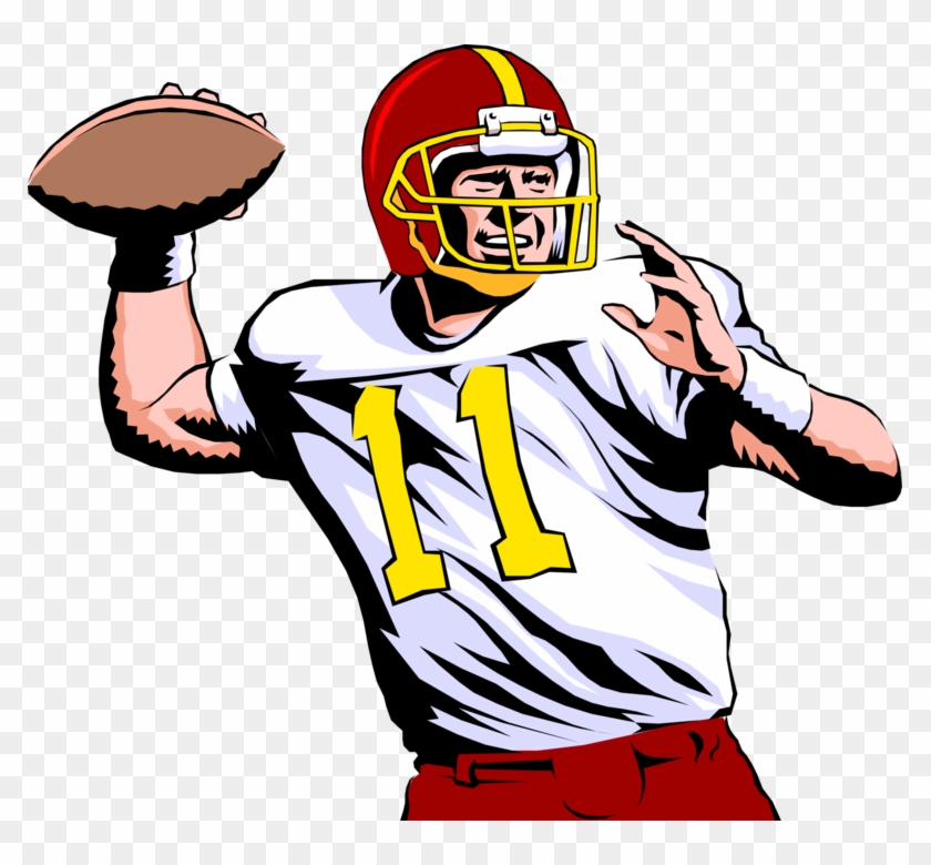 Quarterback Throws Pass In Football Game - Playing American Football Clipart #317214