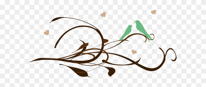 Flowers And Birds Heart Wall Art Sticker Decal, Black, #317482