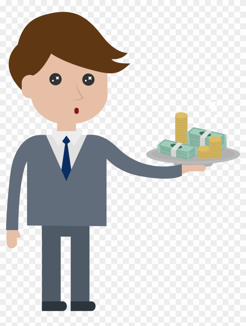 Vector Color Cartoon Man Holding The Dollar - Vector Color Cartoon Man Holding The Dollar #318355
