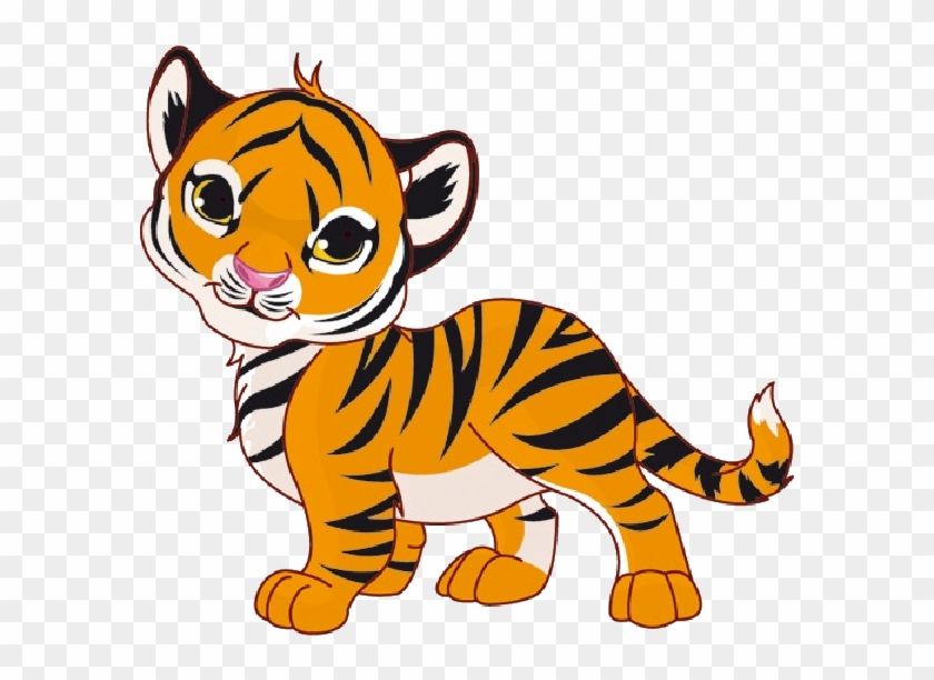Tiger Cubs Cute Cartoon Animal Images On A Transparent - Tiger Clipart #319408
