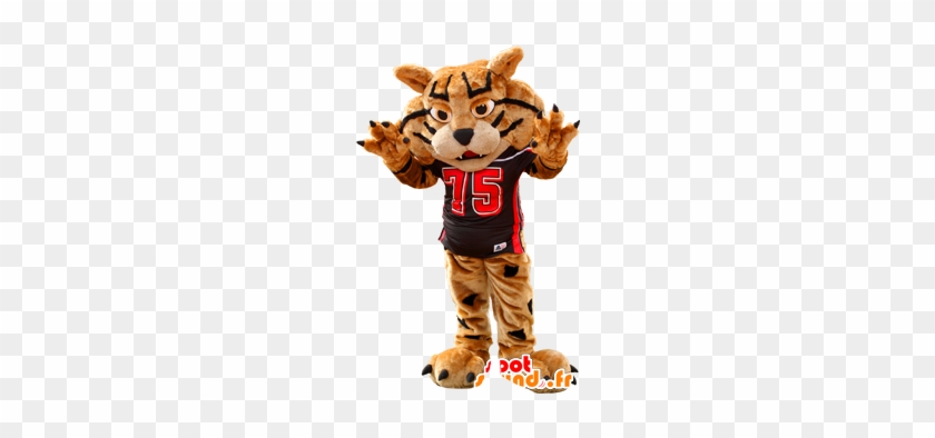 Mascot Brown And Black Tiger In Sportswear - Mascot #319470