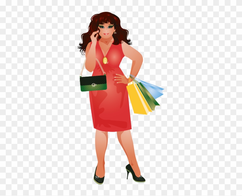 Clipart Kırmızı Elbiseli Şişman Bayan - Illustration #320038