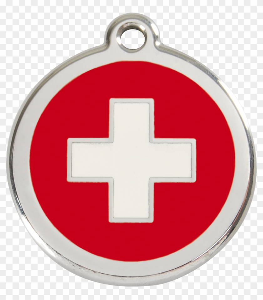 Red Dingo Stainless Steel & Enamel Swiss Cross Dog - Swiss Dog Tag #321370