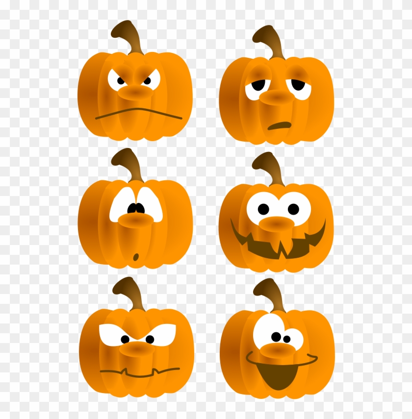 Free Set Of Six Funny Pumpkin Faces Clip Art - Funny Face Pumpkins Clipart #322255