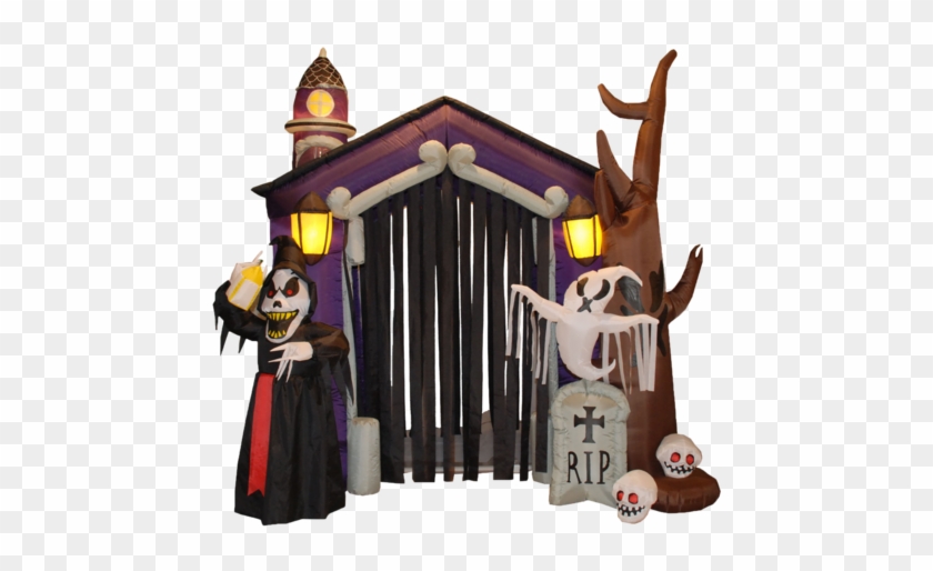 5 Foot Haunted House W/ Skeleton Ghost And Tombstone - Halloween Decorations For Sale #322855