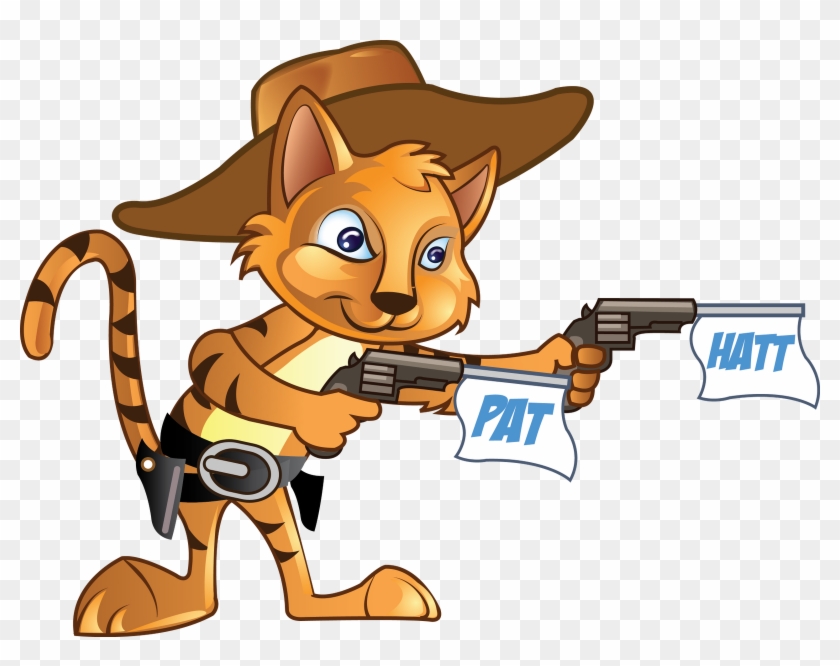 Baby Cowboy Hat And Boots Clipart Download - Cat With Gun Cartoon #323306
