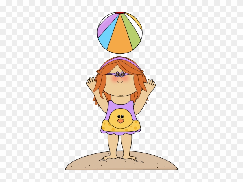 Summer Kids Clip Art - Girl With Beach Ball Clipart #324280