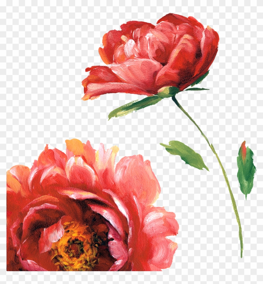 Decoupage Flower, Flower Painting, Flower Painting - Red Flower Watercolor Transparent #324298
