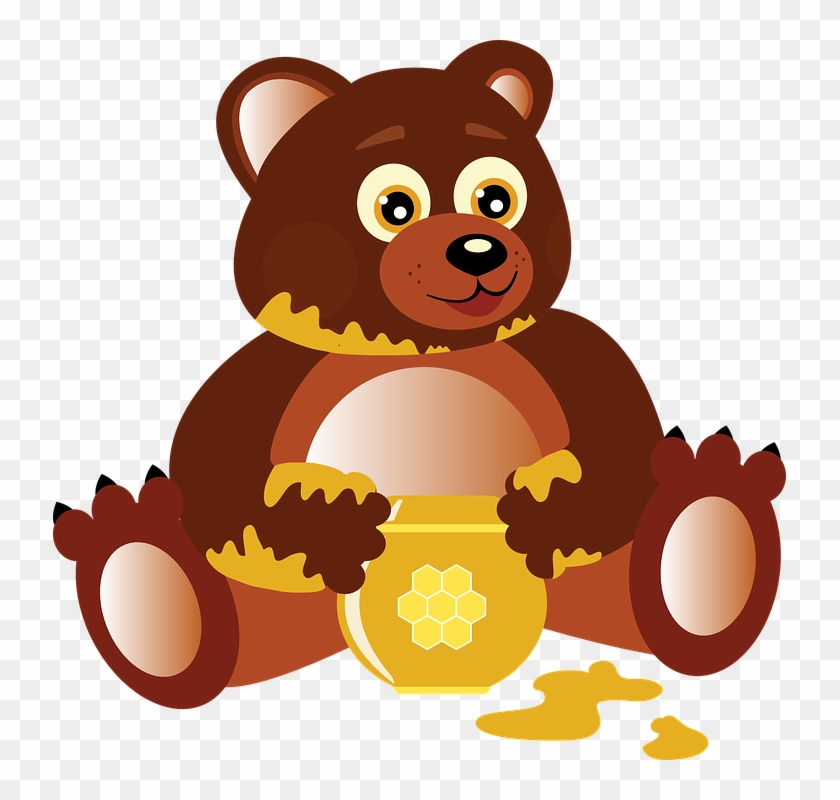 Cartoon Teddy Bear 29, Buy Clip Art - Cartoon Bear Eating Honey #326949