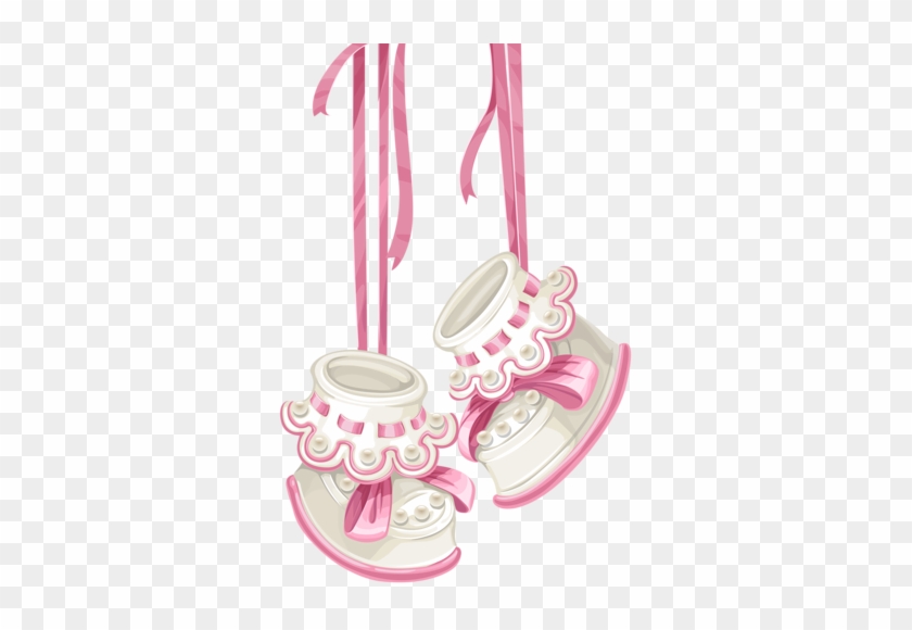 Baby Shower Card With Pink Booties And Lace [п - Baby Memory Book It's A Girl: Baby Book Keepsake And #328261
