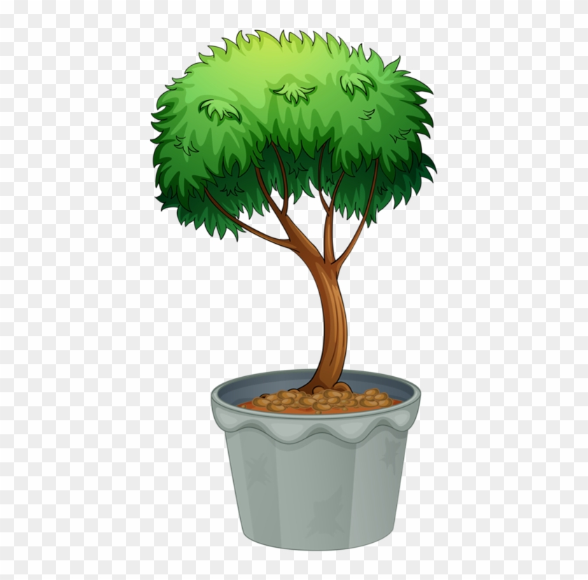 Arbustosfrutaflores En Macetaplantas - Potted Tree Drawing #330720