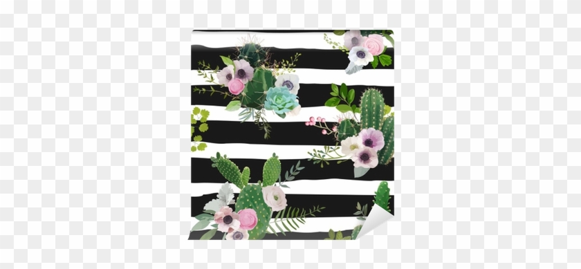 Vector Cactus And Flowers Seamless Pattern - Vector Graphics #331386
