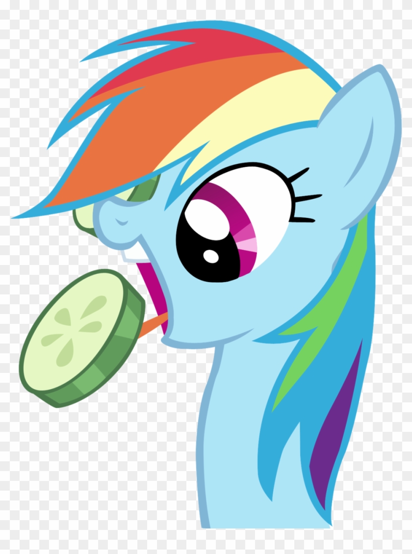 Rainbow Dash Cucumber Nom By Cloudyglow Rainbow Dash - My Little Pony Rainbow Dash Head #331782