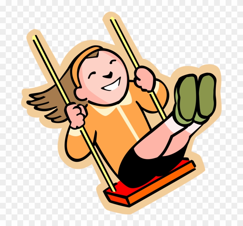 Vector Illustration Of Primary Or Elementary School - Child Swinging Clipart #332075