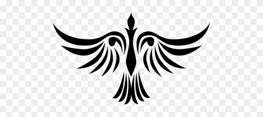 Symbolic Bird Illustration In Black And White - Stencil Ease Firebird Tribal Tattoo Stencil 48 Inch #334439