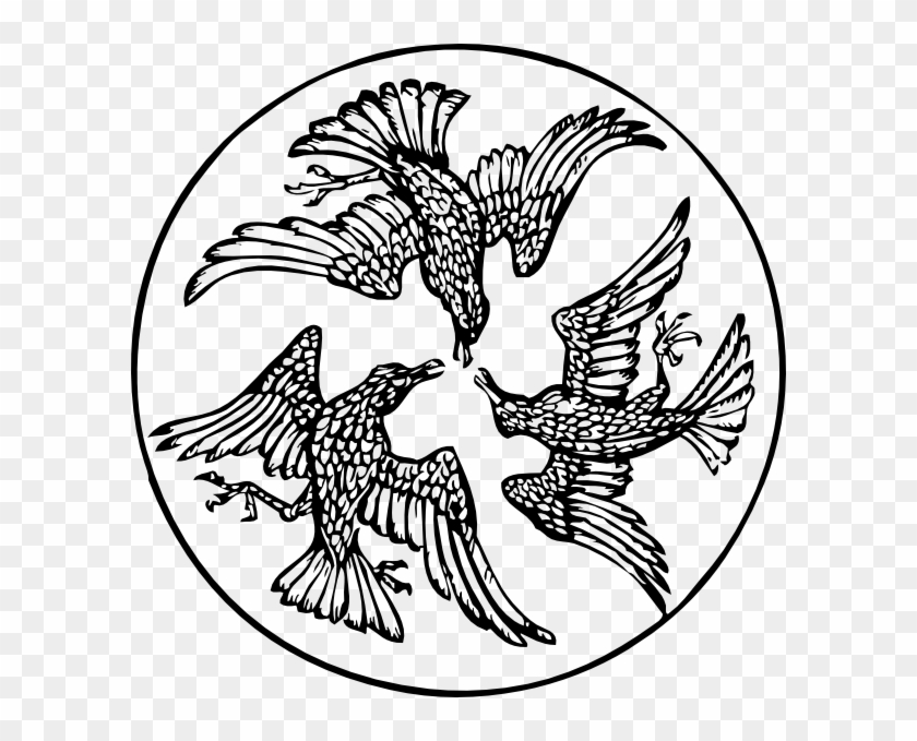 Free Vector Three Birds In A Circle Clip Art - Crows In A Circle #336147