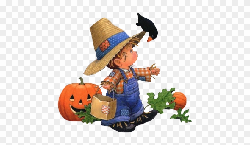 Enfant En Épouvantail Avec Un Corbeau - Happy Fall #340380