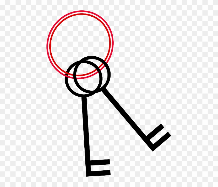 Black, Lock, Keyring, Keys, Ring, Unlock, Key - Keychain Clip Art #340659