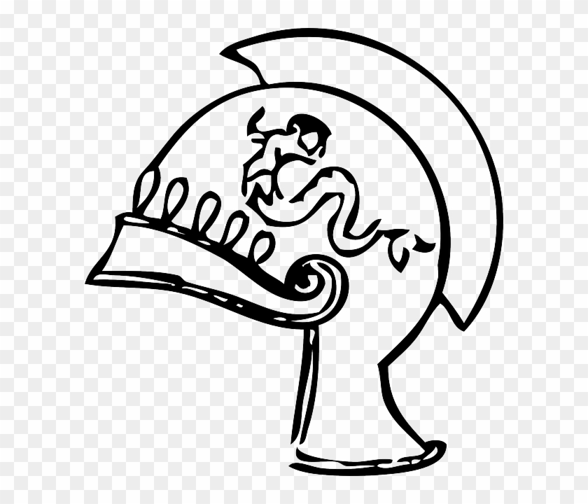 Greek Helmet, Armor, Fighter, Greek - Ancient Greek Helmet Outline #341214