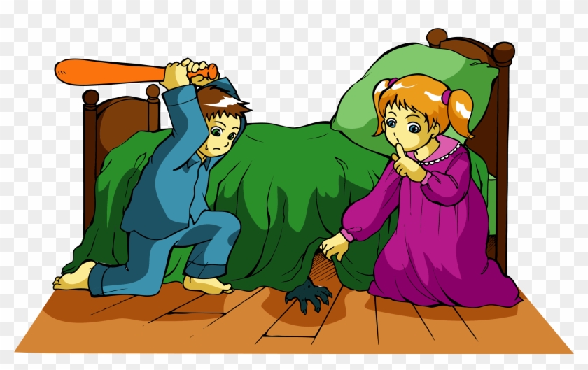 Night Clipart Dream - Cartoon Monsters Under Bed #344437