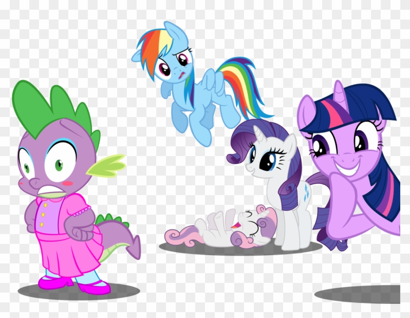 Spellboundcanvas, Clothes, Confused, Crossdressing, - My Little Pony Spike Dress #345377