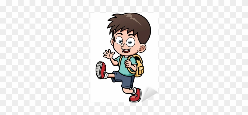 Vector Illustration Of Boy Go To School Sticker • Pixers® - Illustration #346003
