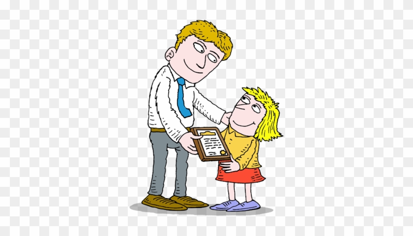 Image Adult Giving Child Certificate School Clip Art - Award Giving Clipart #347501