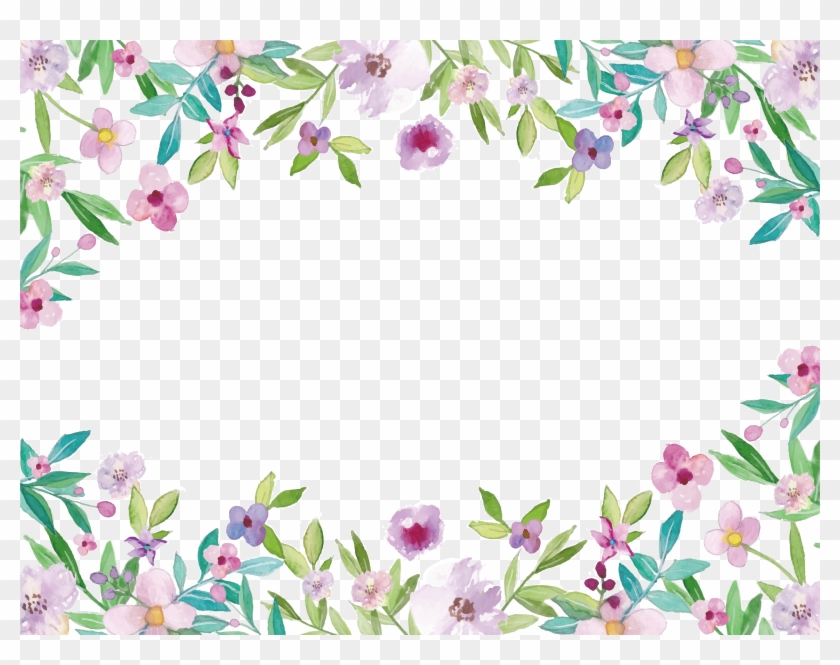 Watercolor Painting Clip Art - Watercolor Floral Border Png #348635