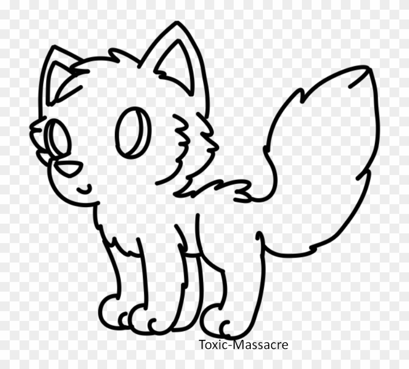 Free Chibi Wolf Lineart By Deerntheheadlights On Deviantart - Line Art #350617