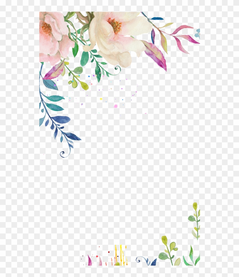 Wedding Invitation Flower Pink Watercolor Painting - Watercolor Flower Border Png #351194