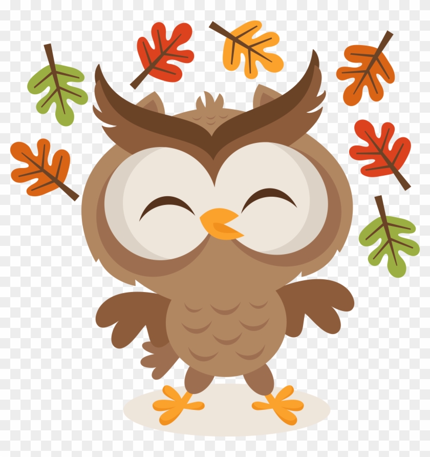 Mkc Owlplayinginleaves Svg - Owl Fall Clip Art #351746