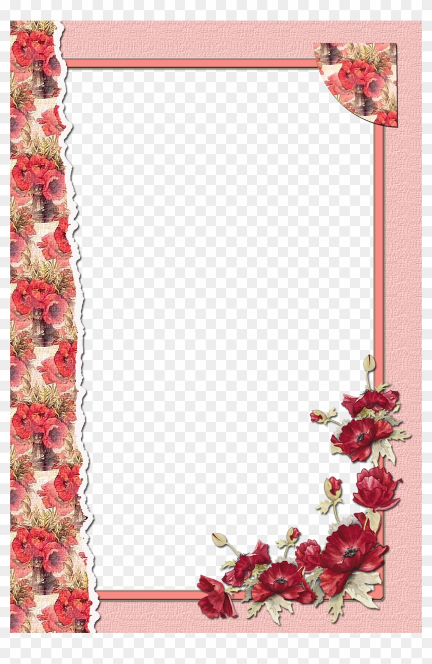 Transparent Flower Red Frame - Transparent Borders Red Flowere #352222