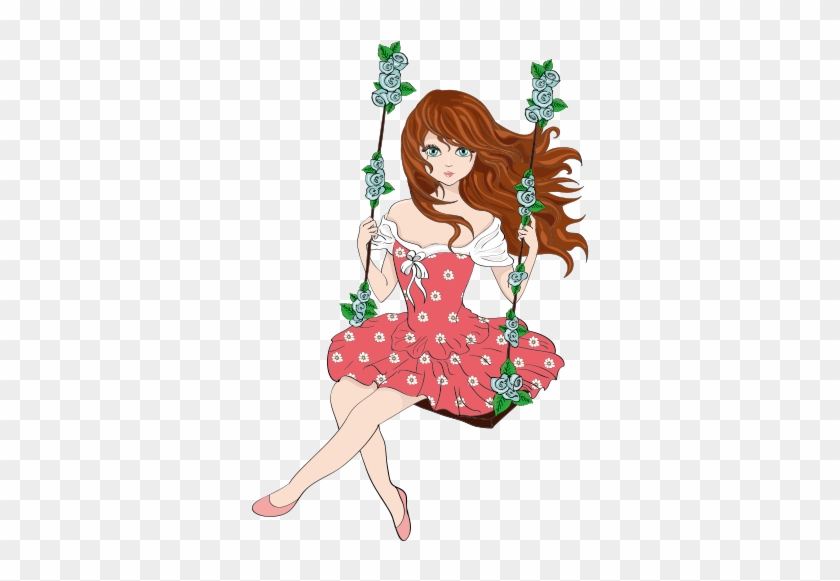 Girl Swing Music Illustration - Girl Swing Music Illustration #353623