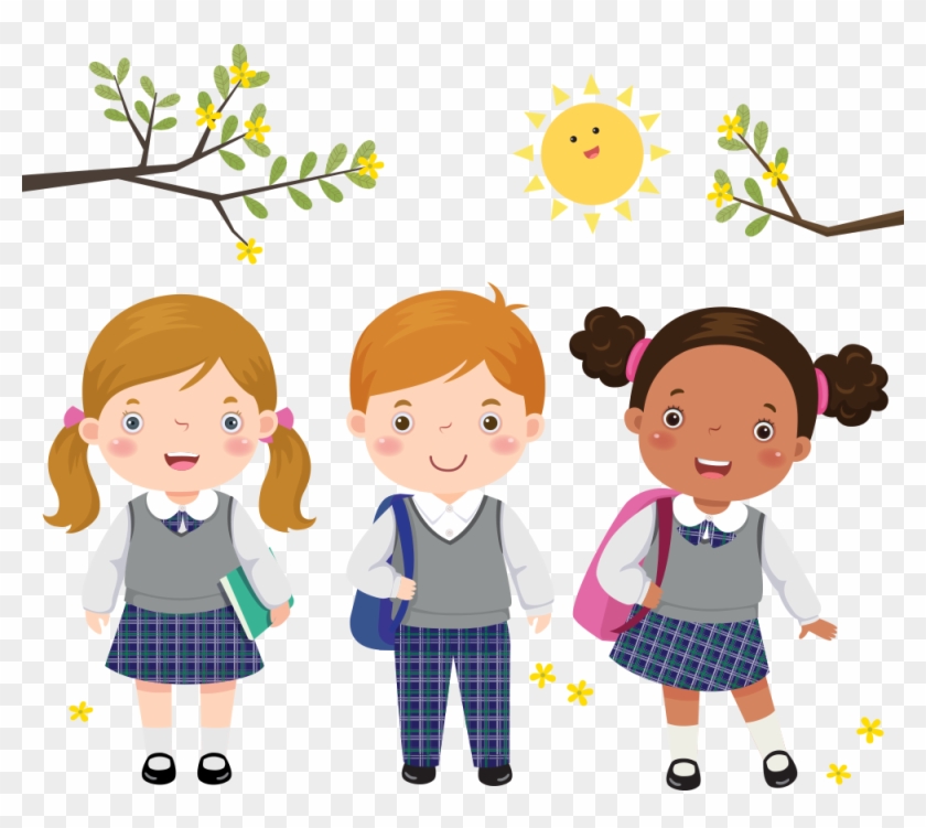 Student School Uniform Child - Niños Yendo Al Colegio #353731