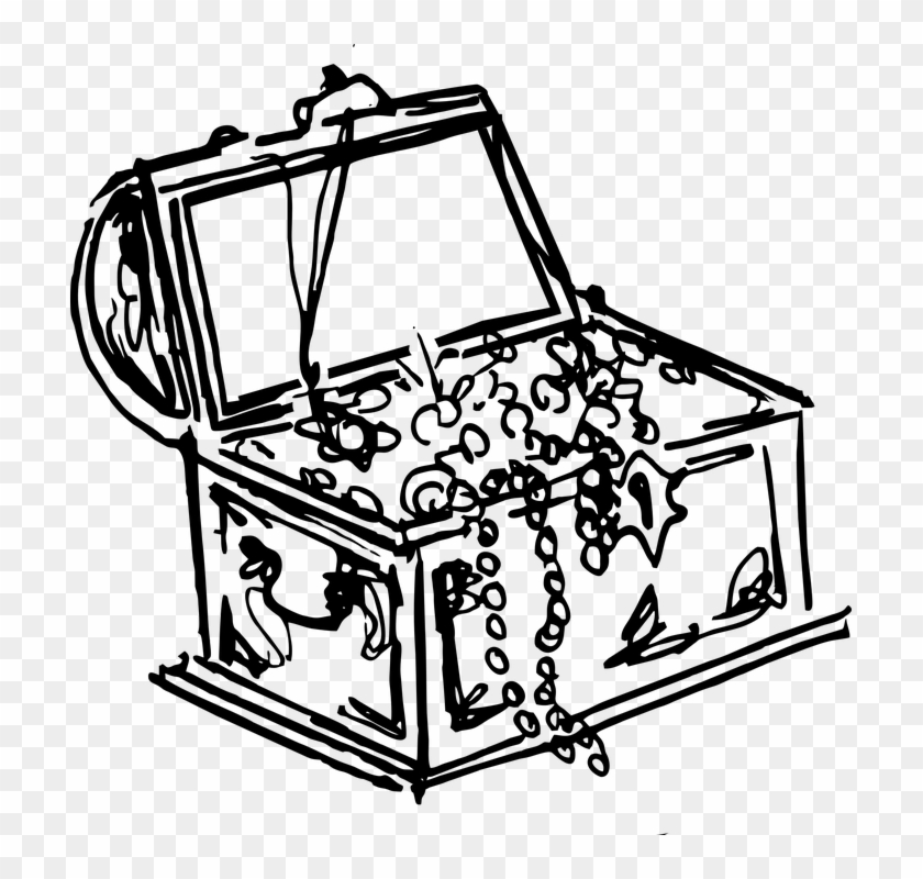 Treasure Hunt Cliparts 14, - Treasure Chest Black And White Png #355090