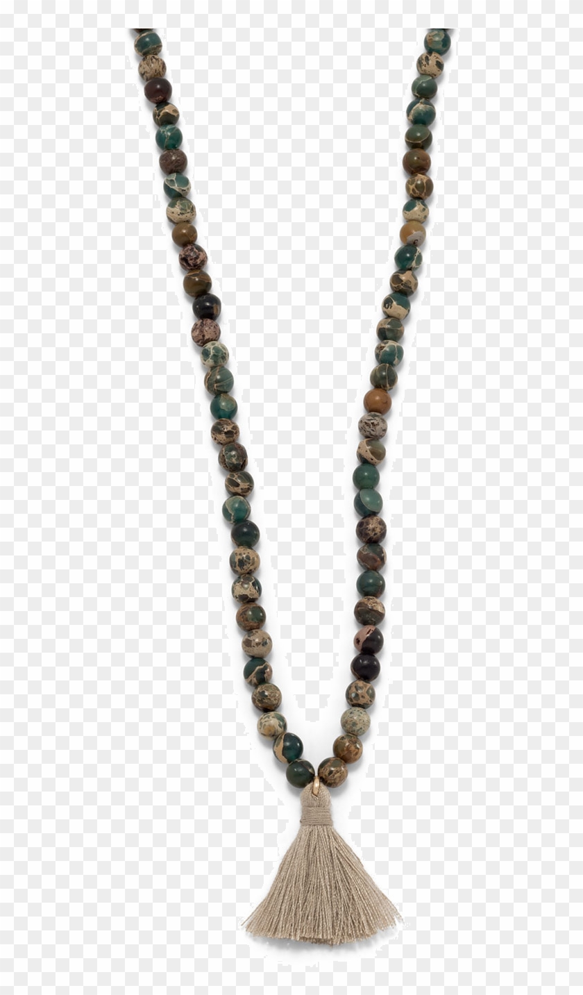 Jasper Mala Bead Fashion Necklace With Tassel - Bead #357864
