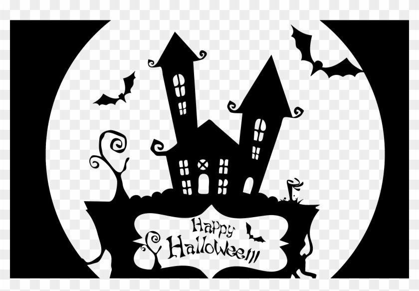 Haunted House Clipart Pumpkin Stencil - Happy Halloween Haunted House Shirt #358146