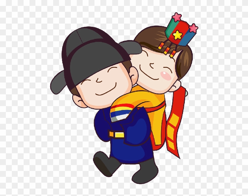 Korean Cartoon Girl And Boy Asian Baby Clip Art - Korean Couple Clipart #359054