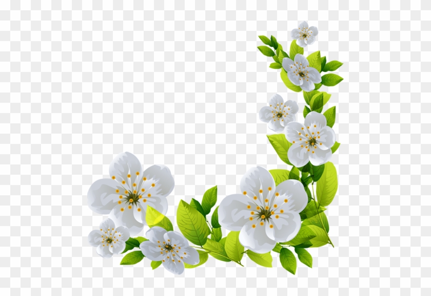 Coins,corners,bordures - Flores Brancas Com Verde #359724