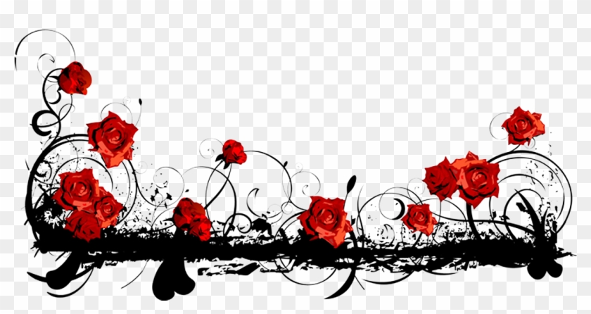 Borders And Frames Red Rose Clip Art - Red And Black Floral Border #360745