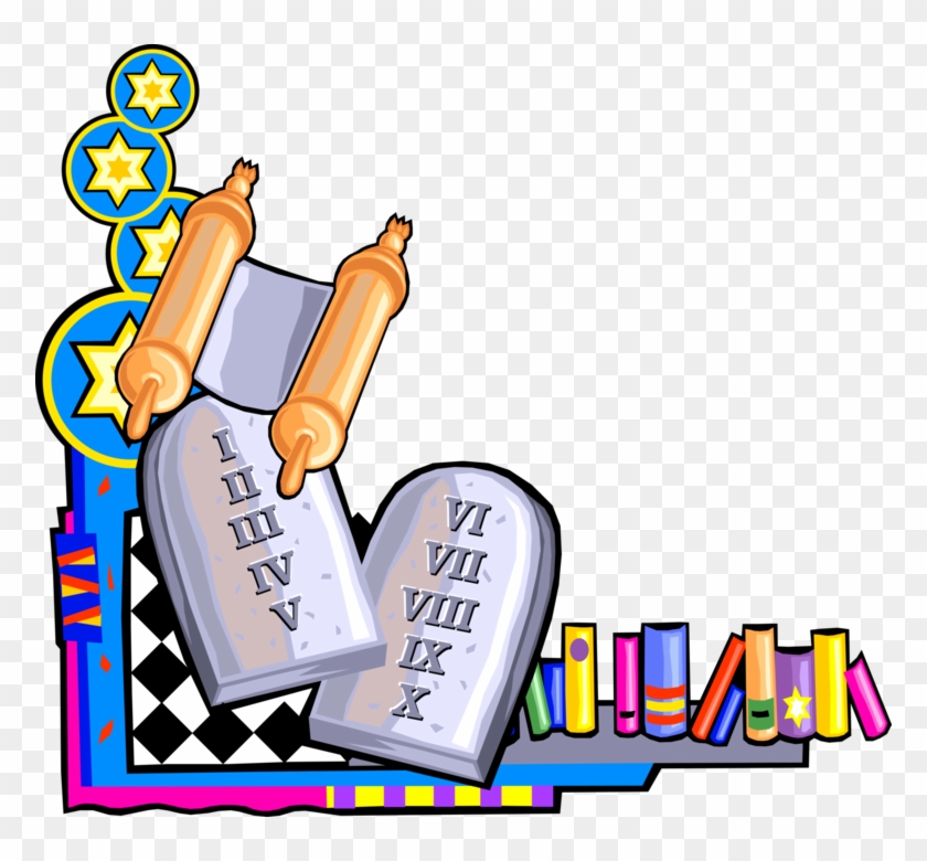 Vector Illustration Of Ten Commandments With Torah - Gesher, Israel #361190