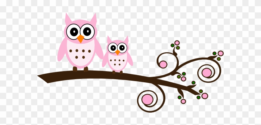 Pink Owl On Branch Clip Art At Clker Com Vector Clip - Baby Owls Clip Art #361394