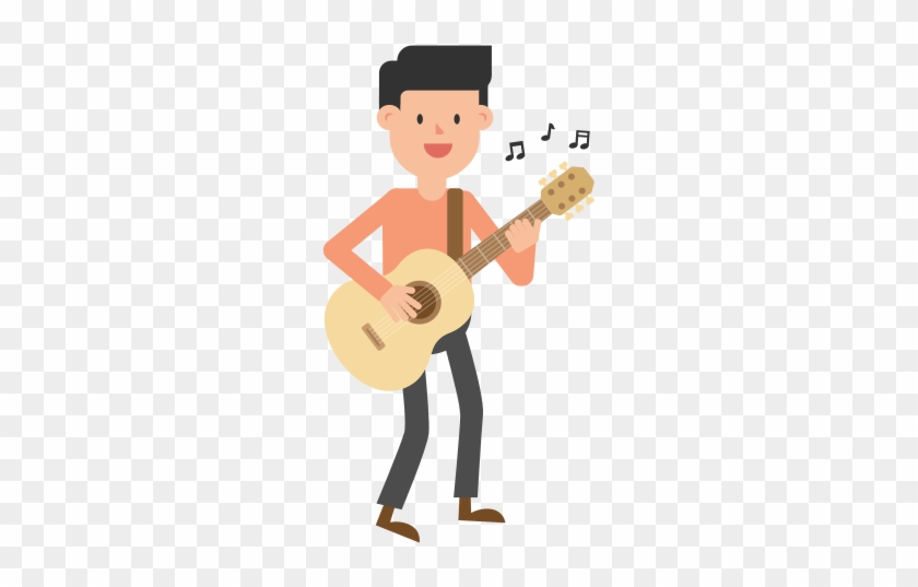 Man Playing Guitar Standing Cartoon Vector - Scalable Vector Graphics #361448