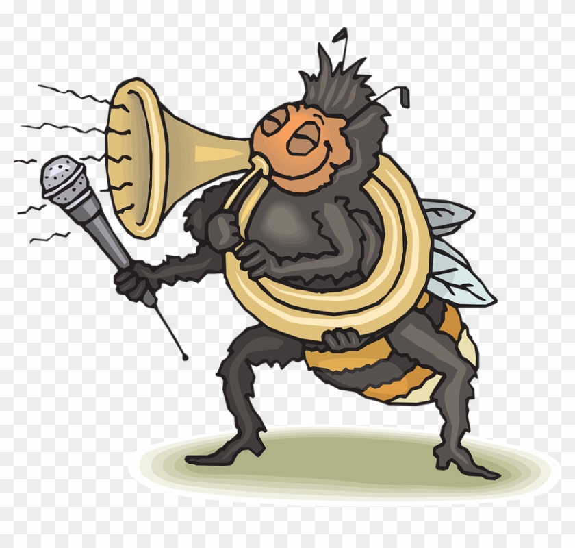 Free Cartoon Bee Playing Horn Clip Art X4bfbq Clipart - Bee Tuba #361774