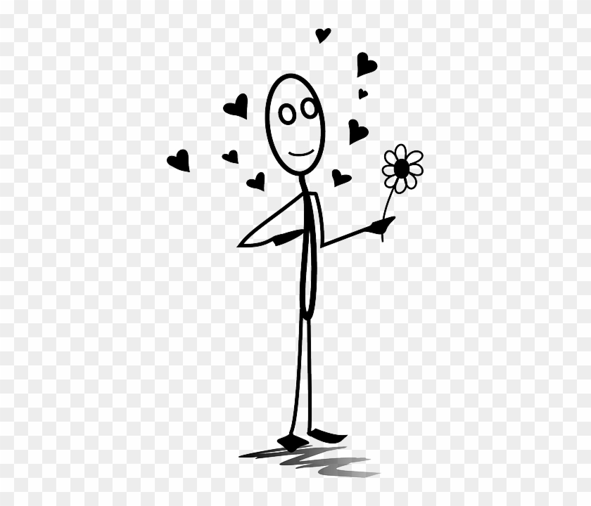 Flower, Love, Romance, Stickman, Stick Figure - Stick Man In Love #361789