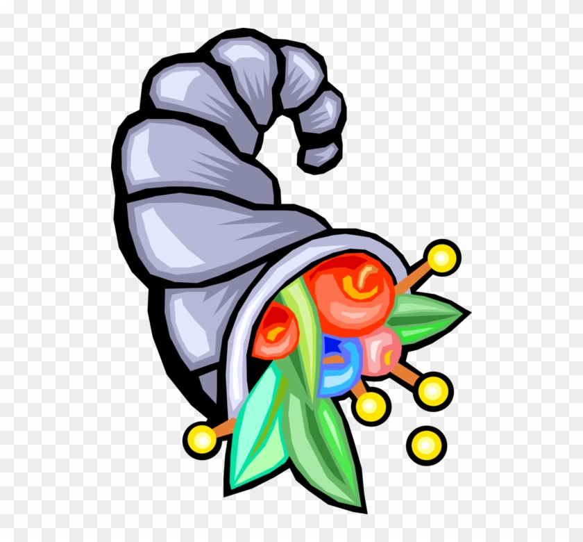 Vector Illustration Of Cornucopia Horn Of Plenty With - Vector Illustration Of Cornucopia Horn Of Plenty With #362363